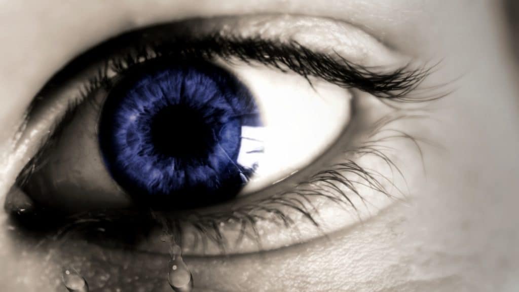 Eye showing tears