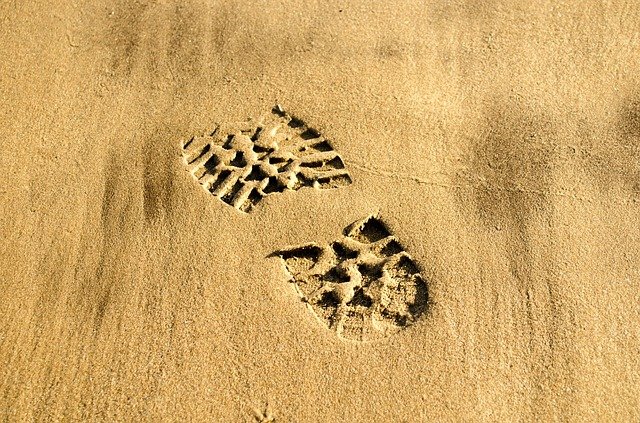 Shoe print in the sand